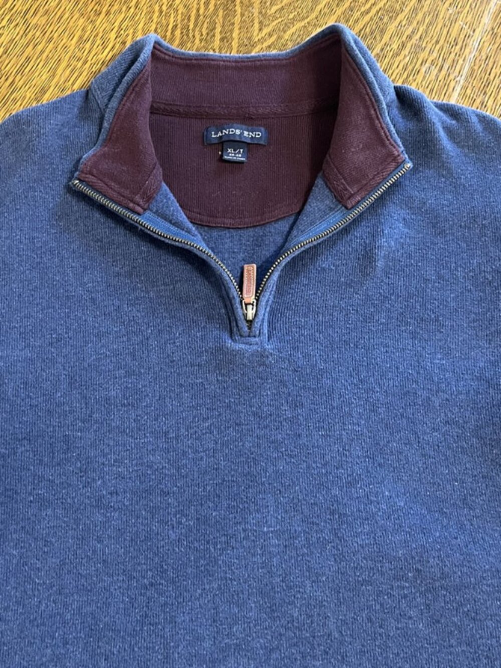Lands End Size XL/T (XL Tall) Mens Blue Zip Pullover